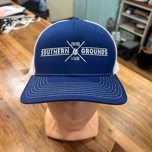 Southern Grounds Blue and White Trucker Hat